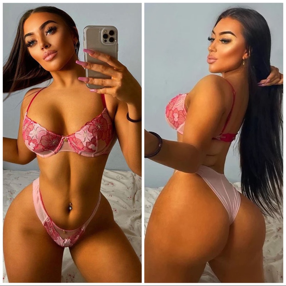 💖 NEW sexy transparent embroidery lingerie set